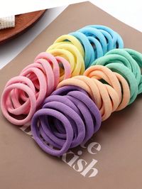 50/100pcs Minimalist Elastic Hair Ties, Basic Hair Bands For Women, Suitable For Everyday Use Dopamine | SHEIN