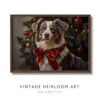 Australian Shepherd Christmas Pet Portrait DIGITAL PRINTABLE ART Bring a touch of warmth and festivity to your home with this stunning digital artwork featuring a Australian Shepherd adorned with a bright red bow, sitting beside a beautifully decorated Christmas tree. This illustration is perfect for dog lovers, pet parents, and anyone seeking Australian Shepherd gifts or unique Christmas gifts. Elevate your holiday décor or surprise a loved one with this heartfelt digital pet art. Add to your cart now and start celebrating the love of pets and the joy of Christmas! How to Use: Instant Download: Access the file immediately after purchase. Print Options: Print at home, at a local print shop, or through an online printing service. Versatile Decoration: Perfect for living rooms, pet corners,