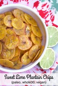 Sweet Lime Plantain Chips combine just 4 simple ingredients to create a naturally sweet and salty, Paleo and Vegan Snack!