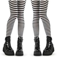 Opaque Gothic Striped Tights. Black And White. Styles: Goth E-Girl Punk Steampunk Cosplay Festival Emo Hd-440 Nsp #C20