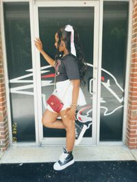 Clark atlanta cau hbcu football game homecoming decision day outfit inspo aesthetic bow hairstyle girly