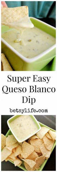 Super Easy Queso Blanco Dip. Football season is right around the corner and this appetizer recipe sounds perfect for kickoff!