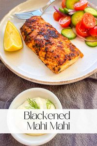 This Blackened Mahi Mahi recipe has a prep time of 5 minutes and a cooking time of less than 10 minutes. Includes recipe for homemade blackening seasoning, or use a store bought jar of cajun seasoning. Pin this flavorful fish recipe to your favorite board today!