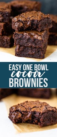 Easy One Bowl Fudgy Cocoa Brownies