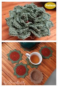 Succulent Plant Pot Coaster Set Crochet Pattern