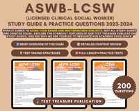 🚀 Exciting News for Aspiring LCSWs! 🚀 📚 Introducing our ASWB-LCSW Study Guide 2023-2024! 📚 🔹 Comprehensive Content Review 🔹 Personalized Study Schedules 🔹 Proven Test-Taking Strategies 🔹 Overcoming Test Anxiety Tips 🔹 Recommended Online Resources 🔹 Motivation for Your Journey Prepare for success, conquer the ASWB-LCSW exam, and kickstart your rewarding career in clinical social work! 🌟 👉 Grab your guide today! 📖 #ASWB #LCSWPrep #SocialWorkSuccess