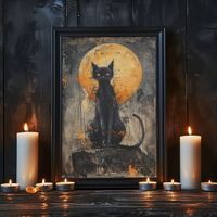 Entire Shop Bundle: https://imagineartk.etsy.com/listing/1743305764/entire-shop-wall-art-prints-bundle-whole Immerse your space in the mysterious charm of the 'Spooky Black Cat Full Moon Wall Art Print,' a witchy masterpiece that combines the enigmatic beauty of black cats with the allure of Victorian art. Perfect for fans of Dark Academia, supernatural themes, and those seeking to add a haunting touch to their decor with best-selling chat noir and witchy art prints. At ImagineArtK, we specializ