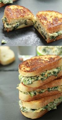 Spinach and Artichoke Grilled (Vegan) Cheese #vegan #grilled #cheese