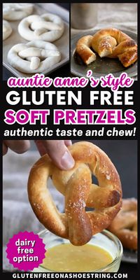 Think you can't enjoy Auntie Anne's pretzels now that you're gluten free? Think again! These Auntie Anne's-style gluten free soft pretzels with sweet mustard dipping sauce will keep you from having “just one” gluten-filled pretzel at the mall! This easy gluten free snack recipe is great for kids and adults alike.