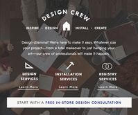 Learn all about Design Crew and book an appointment today. West Elm offers free design consultations + installation services at all stores.