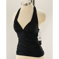 La Blanca Black Island Goddess Halter Tankini Swim Top Molded Cups Nwt Size: 6 La Blanca Women's Swim Top Model: Island Goddess Halter Tankini Top Size: 6 Black Solid Pattern 83% Nylon & 17% Spandex Upf 50+ Molded Cups Ties At Neck Ruched Front Padded Cups New W/ Tags