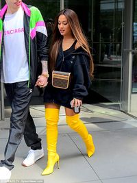 Ariana Grande stuns in canary yellow thigh-high boots while stepping out with fiance Pete Davidson | Daily Mail Online