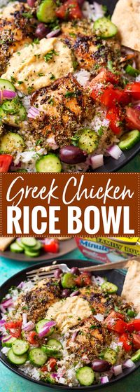 20 Minute Greek Chicken Rice Bowl - The Chunky Chef