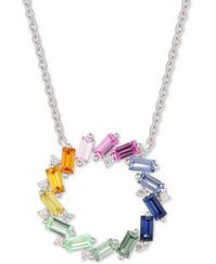 Lab-Created Multi-Sapphire Circle 16-1/2" Pendant Necklace (2-1/4 ct. t.w.) in Sterling Silver | macys.com