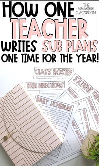 Emergency sub plan template that only needs to be prepped one time for the entire year. Great sub plans for elementary classrooms. Teachers love these easy sub plans!