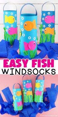 Have an afternoon full of fun with your little ones creating one of these colorful fish windsocks. Easy fish craft for preschoolers and Fun DIY windsocks for kids to make. #iheartcraftythings