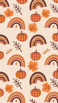 Fall themed digital wallpaper with leaves, pumpkins, and rainbows. Works great with any phone.   This is a digital item. Nothing will  be mailed.