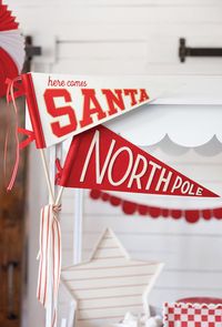 Believe in holiday magic this year with this Santa banner! Christmas's most anticipated guest takes center stage in this vintage inspired festive banner set. This set includes a Santa banner and a dimensional felt circle banner that will make easy work of creating a cozy space this holiday season.