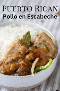 Tired of the same chicken meal? Try this Pollo en Escabeche, a Puerto Rican Chicken recipe that is tangy, garlicky, and full of flavor.