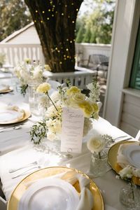 Yellow and white wedding center pieces