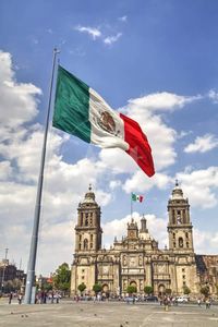 'Mexican Flag, Plaza of the Constitution (Zocalo), Metropolitan Cathedral in Background' Photographic Print - Richard Maschmeyer | AllPosters.com