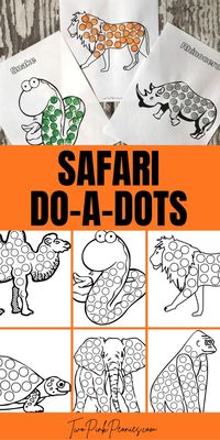 These safari themed do a dot pages (also called dot marker pages or dot art) are so much fun. They are perfect for a safari theme in a preschool classroom. Toddlers and preschoolers will love dobbing away at these fun dot sheets!