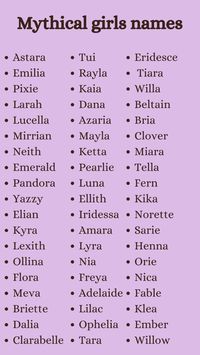 Some mythical girls names for story's