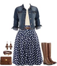 Navy Polka Dots with a little brown