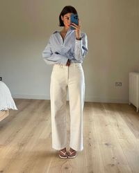 The Jeans-and-a-Button-Down Outfit European Women Wear Nonstop | Who What Wear