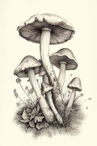 Botanical Illustration Pencil Drawing Mushrooms. High resolution digital print file. Prints upto 30 x 45 inches. PLEASE NOTE THIS PRODUCT IS FOR DIGITAL DOWNLOAD ONLY! NO PHYSICAL PRINTS WILL BE SHIPPED. Pod Creative artwork is for PERSONAL USE ONLY. DO NOT use our digital art files for reproduction or commercial use or resale in any form. © POD CREATIVE