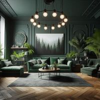 Forest Green Dark Green Living Room Hunter Green Statement Lighting