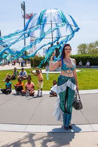 What a great idea! Similar to my own pants that I dear Mom made with added flair. SUPER! Coney Island Mermaid Parade 2013