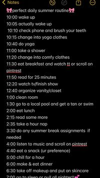 Daily summer routine