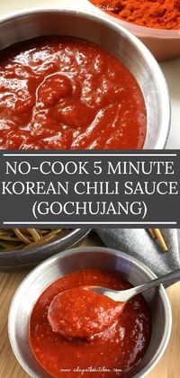 The perfect condiment for Korean dishes, this Korean Chili Sauce (Gochujang) is salty, sweet, and spicy, all at the same time! Five ingredients and five minutes is all you need to make this delicious sauce! #koreanfood #koreanchilisauce #gochujang #spicy #glutenfree #5ingredientsorless #nocook