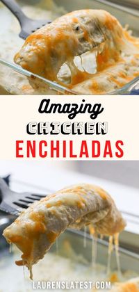 These addicting, simple Chicken Enchiladas are filled with chicken, three kinds of cheese, and my secret ingredient, Queso!