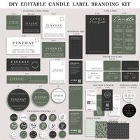 "Editable Candle Business Branding Kit, Candle Branding Bundle, DIY Candle Template Package, Candle Business Kit, Candle Making Starter Kit If you have idea to make your own small business or you have some great idea for presents don't wait for another day, create it! One of the most important things is to make lasting impression with stunishing DIY Product Branding . Add the finishing touch to your Beautiful Products with these Modern, Customisable Candle Branding Kit. Edit the text and add log