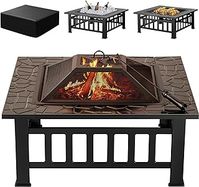 Devoko Outdoor Fire Pit, 32 Inch Firepit Table Metal Outdoor Fireplaces with Waterproof Cover for Outside Patio Camping