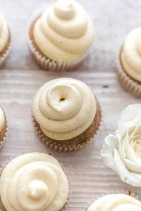 Fluffy Banana Cupcakes topped with ultra creamy Cream Cheese Frosting. Super easy to make and so delicious. #bananacupcakes #creamcheesefrosting #banana #cupcakes #frosting #creamcheese #baking #sweets #dessert