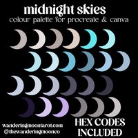 hand curated #colorpallete from my #tarotdeck Midnight Sky, use for #journaling #branding #webdesign and more! 30 colours in a swatch file, #procreate ready, can also be used in canva 🩷🪐 download now from wanderingmoontarot.com 🌟🙏🏻