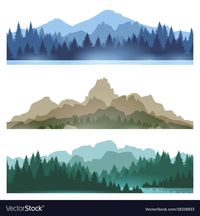 Foggy mountains landscape set vector image