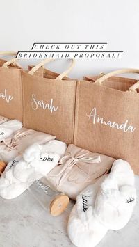 The most practical bridesmaid proposal you ever did see! 💖 These Burlap Bags are definitely going to be reused by your girls. Our Slippers, Glass Cans, Ruffled Robes, & Bridesmaid Cards are just a few of the MANY things these Bags can hold! 🛍️ ⁠Visit our site now to shop!