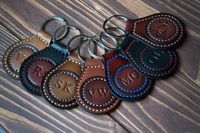 This leather keychain is the perfect piece to go with your keys! Personalize it with the initials 1-2 letters .  Choose a keychain style on second photo! Unique and thoughtful gift for anyone! The length of the keychain (without ring) is 7 cm If you have any questions write me!