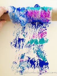 Alisa Burke - paint with plastic wrap secured around rolling pin; different colors #art_techniques #printing