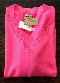 J Crew NWT Cashmere V-Neck Sweater S Small Hot Neon Pink 22885 $158 #JCrew #VNeck