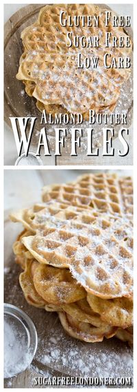 Let me show you how to make crispy, fluffy keto waffles in just 15 minutes! These easy almond butter waffles are only 1.6g ner carbs. The almond butter is the key ingredient that lifts both the flavor and texture.rnrnThis gluten free keto waffle recipe has an authentic waffle taste. It is gently sweet, with warm vanilla notes. The texture is light, moist and fluffy on the inside, with a delightfully crunchy outer crust.