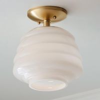 Brass / Milk Glass Milk Glass Hive Semi-Flush Ceiling Light