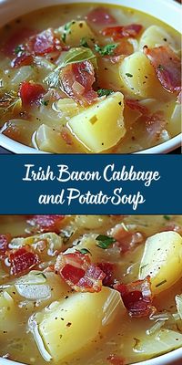 Warm up with a bowl of Irish Bacon, Cabbage, and Potato Soup—a comforting, hearty dish that embodies the essence of Irish home cooking. Perfect for chilly days, this recipe combines tender pieces of bacon with nutritious cabbage and creamy potatoes to create a rich and satisfying soup. Whether you’re looking for a cozy family meal or an inviting dish for a gathering, this classic Irish recipe delivers flavor and warmth in every spoonful.