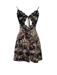 Telia Floral Print Satin Mini Dress With Lace Trim