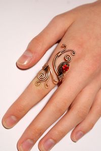 Wire wrapped ring copper wire with red crystal stone ring wire wrapped jewelry handmade copper wire jewelry