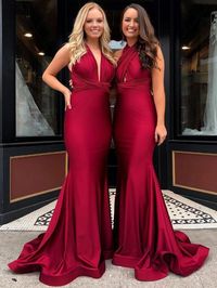 Convertible Burgundy Simple Cheap Long Bridesmaid Dresses MD311  #bridesmaids #bridesmaiddresses #wedding